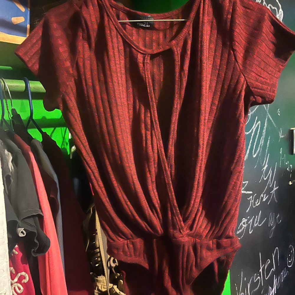 Rue 21 Red Knit Twist-Front Romper
